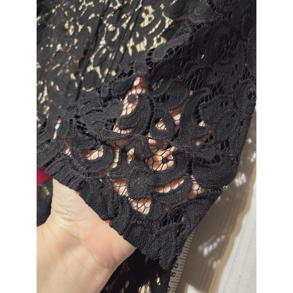 Xhilaration Dress Womens Small Black Lace Long Sleeve Lined Boho Festival Tassel - Picture 4 of 9